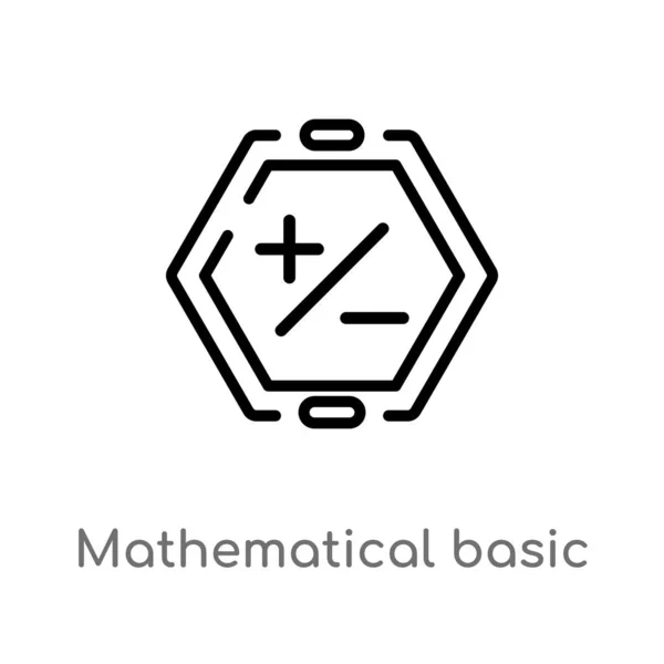 Zarys Matematycznej Podstawowej Ikony Wektorowej Białym Tle Prosty Element Linii — Wektor stockowy