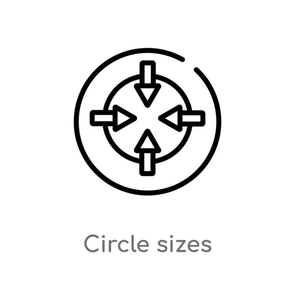 Contour Cercle Tailles Icône Vectorielle Illustration Isolée Élément Ligne Simple — Image vectorielle