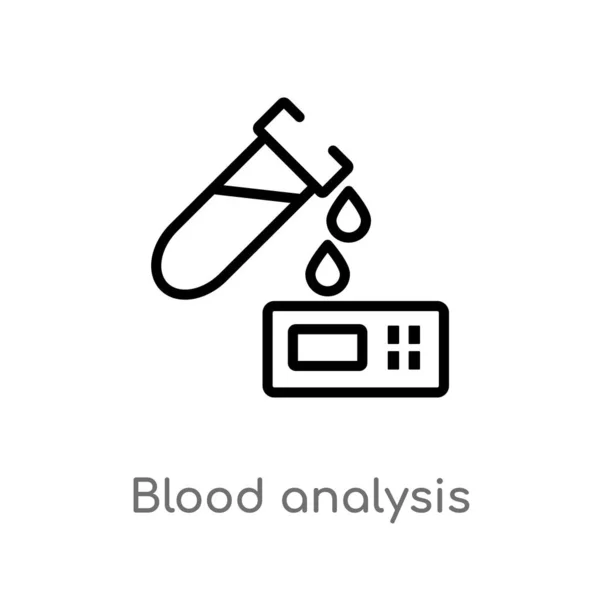 Outline Blood Analysis Vector Icon Isolated Black Simple Line Element — Stock Vector