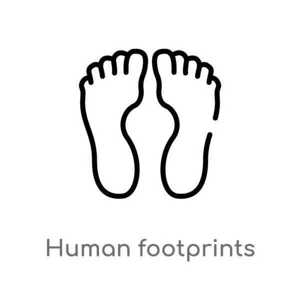 Overzicht Menselijke Footprints Vector Icoon Geïsoleerde Zwarte Eenvoudige Lijn Element — Stockvector