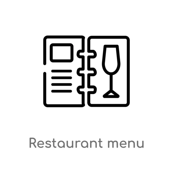 概述餐厅菜单矢量图标 从食物概念中分离出黑色简单线元素图 白色背景上的可编辑矢量描边餐厅菜单图标 — 图库矢量图片
