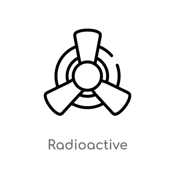 Overzicht Radioactieve Vector Icoon Geïsoleerde Zwarte Eenvoudige Lijn Element Illustratie — Stockvector