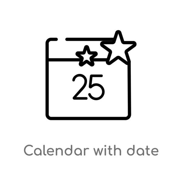 Skissert Kalender Med Datovektorikon Isolert Black Simple Line Element Illustrasjon – stockvektor