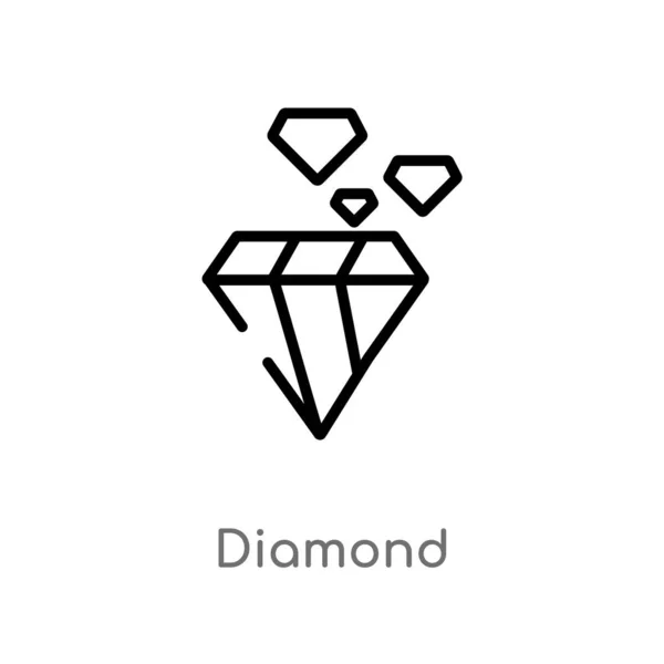 다이아몬드 아이콘의 윤곽을 잡아보입니다 서비스 개념에서 간단한 배경에 가능한 스트로크 — 스톡 벡터