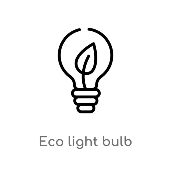 Outline Eco Gloeilamp Vector Pictogram Geïsoleerde Zwarte Eenvoudige Lijn Element — Stockvector