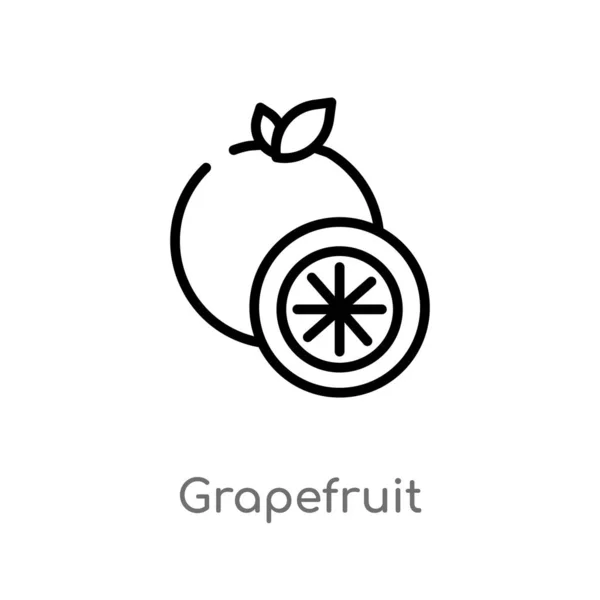 Outline Grapefruit Vector Icon Isolated Black Simple Line Element Illustration — Stock Vector