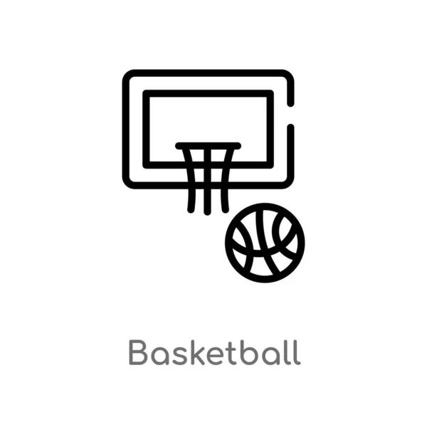 Overzicht Basketbal Vector Pictogram Geïsoleerde Zwarte Eenvoudige Lijn Element Illustratie — Stockvector