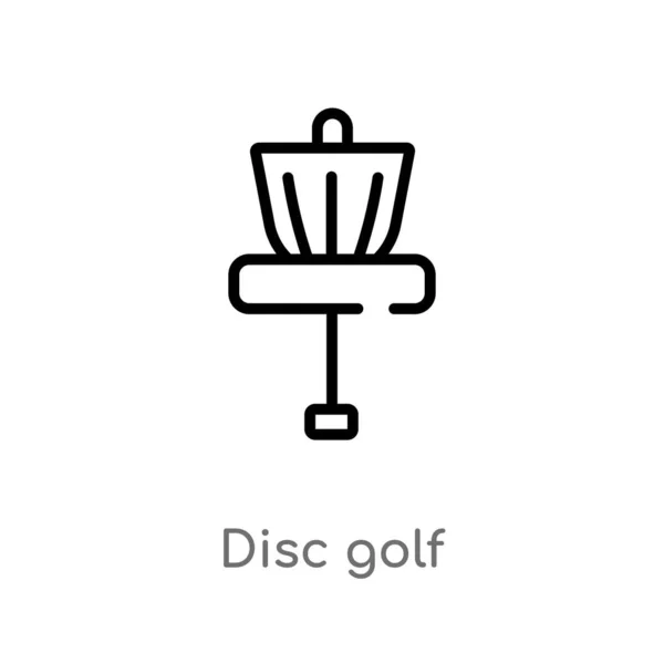 アウトラインディスクゴルフベクトルアイコン 夏のコンセプトから孤立した黒のシンプルなライン要素のイラスト 白い背景に編集可能なベクトルストロークディスクゴルフアイコン — ストックベクタ