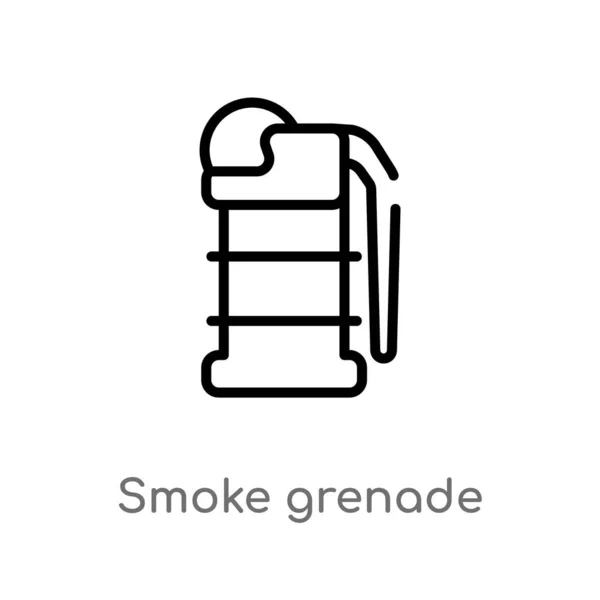 Outline Smoke Granaat Vector Icoon Geïsoleerde Zwarte Eenvoudige Lijn Element — Stockvector