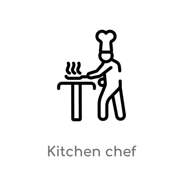 Esboço Cozinha Chef Vetor Ícone Isolado Preto Simples Ilustração Elemento —  Vetores de Stock