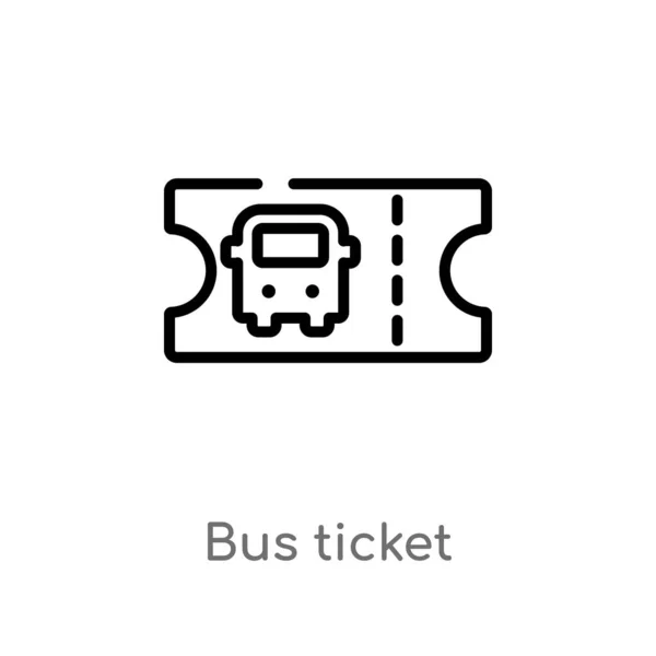 轮廓巴士票矢量图标 从旅行概念中分离出黑色简单线条元素插图 白色背景上的可编辑矢量行程总线票证图标 — 图库矢量图片