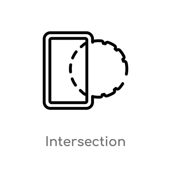 Outline Intersection Vector Icon Isolated Black Simple Line Element Illustration — Stock Vector