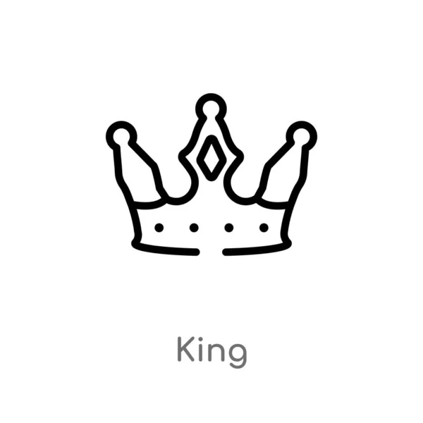 Overzicht King Vector Icon Geïsoleerde Zwarte Eenvoudige Lijn Element Illustratie — Stockvector