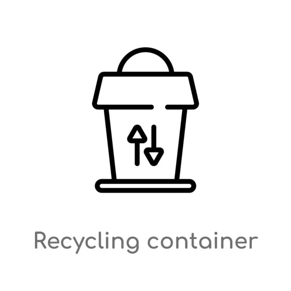 Contorno Contenedor Reciclaje Icono Vectores Aislado Negro Simple Línea Elemento — Vector de stock