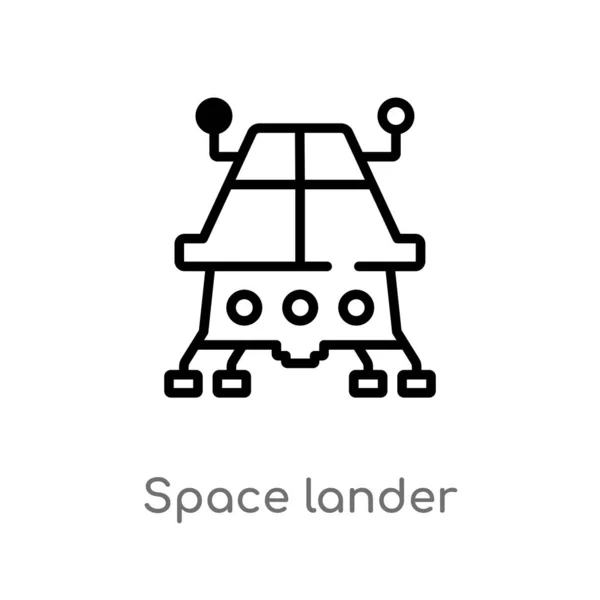 Outline Space Lander Vector Icon Isolated Black Simple Line Element — Stock Vector
