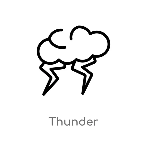 Overzicht Thunder Vector Icon Geïsoleerde Zwarte Eenvoudige Lijn Element Illustratie — Stockvector