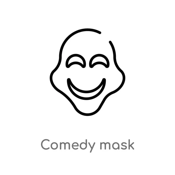 Overzicht Comedy Mask Vector Pictogram Geïsoleerde Zwarte Eenvoudige Lijn Element — Stockvector