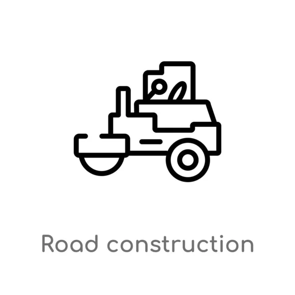 Outline Road Construction Vector Icon Isolated Black Simple Line Element — Stock Vector