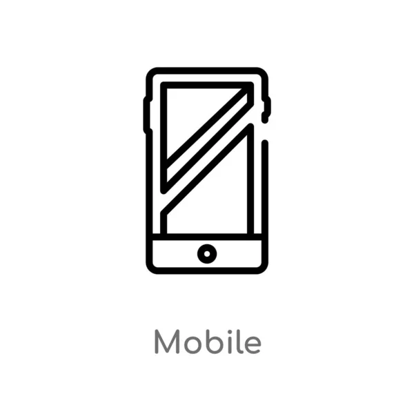 Umreißen Mobile Vektor Symbol Isolierte Darstellung Schwarzer Einfacher Linien Aus — Stockvektor