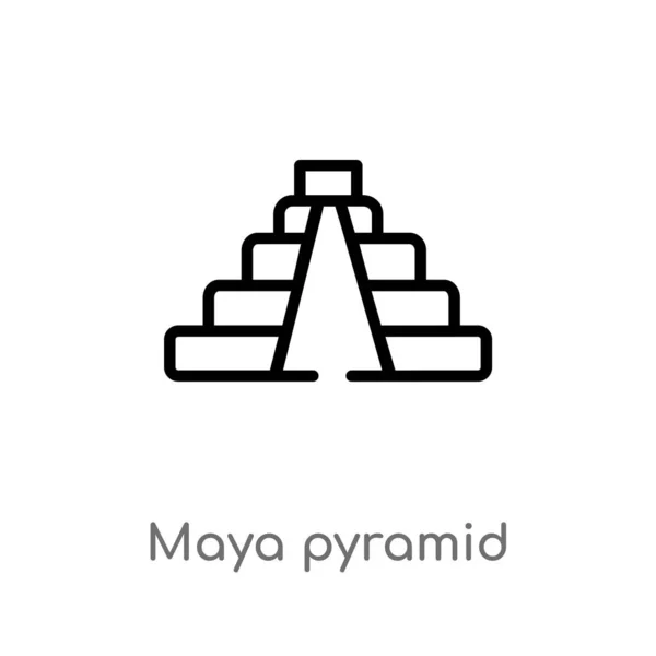 Contorno Maya Icono Vector Pirámide Aislado Negro Elemento Línea Simple — Archivo Imágenes Vectoriales