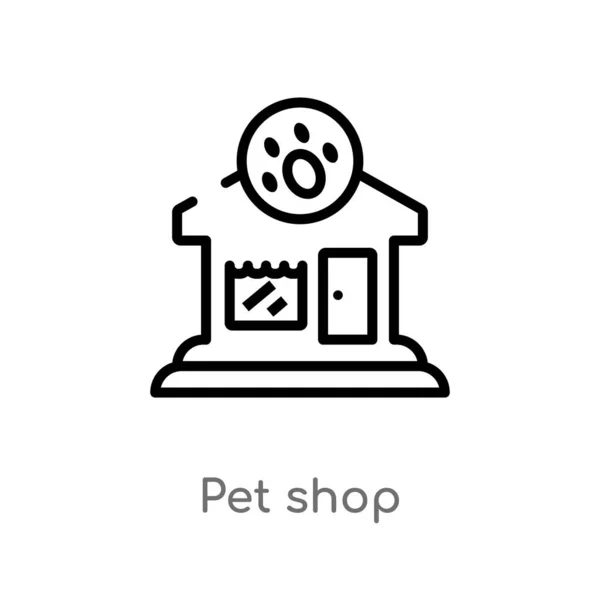 Delinear Pet Shop Vetor Ícone Isolado Preto Simples Linha Elemento — Vetor de Stock