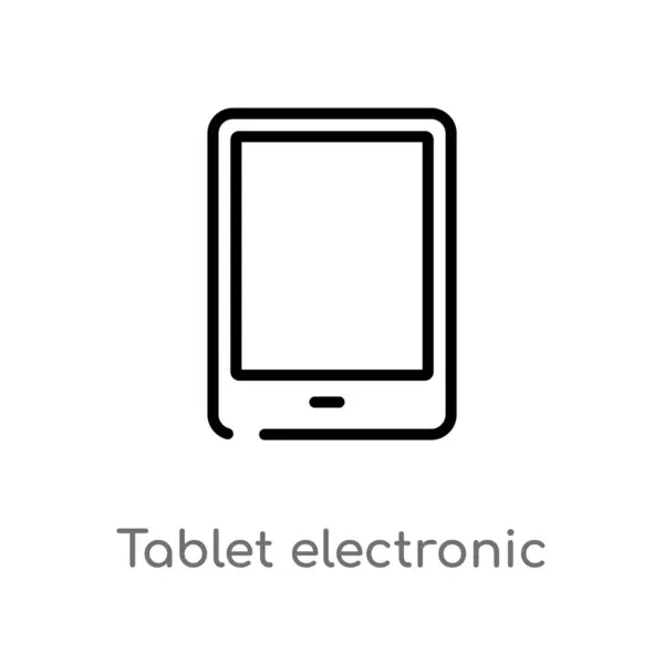 Delinear Tablet Ícone Vetor Dispositivo Eletrônico Isolado Preto Simples Ilustração —  Vetores de Stock