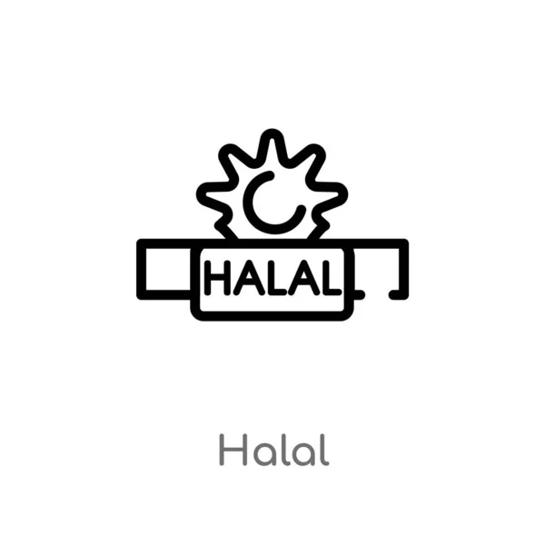 Contour Icône Vectorielle Halal Illustration Isolée Élément Ligne Simple Noir — Image vectorielle