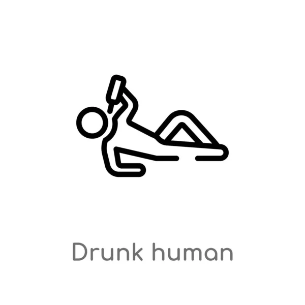 Umreißen Betrunkene Menschliche Vektorsymbole Isolierte Schwarze Einfache Linie Element Illustration — Stockvektor