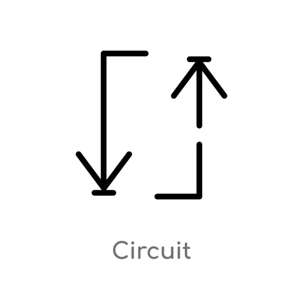 Pictogram Van Het Overzichts Circuit Vector Geïsoleerde Zwarte Eenvoudige Lijn — Stockvector