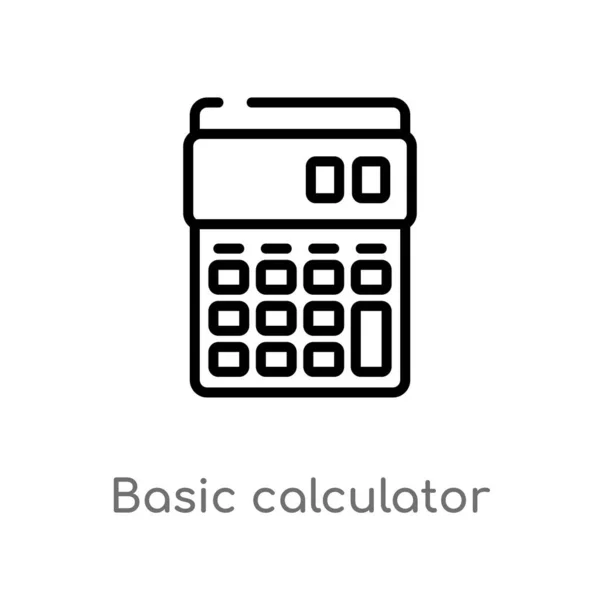 Contorno Calculadora Básica Icono Vector Aislado Negro Simple Línea Elemento — Vector de stock