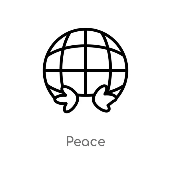Umreißen Friedensvektorsymbol Isolierte Schwarze Einfache Linie Element Illustration Aus Dem — Stockvektor