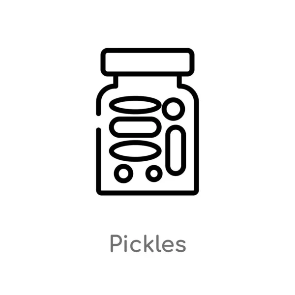 Outline Pickles Vector Icon Isolated Black Simple Line Element Illustration — Stock Vector
