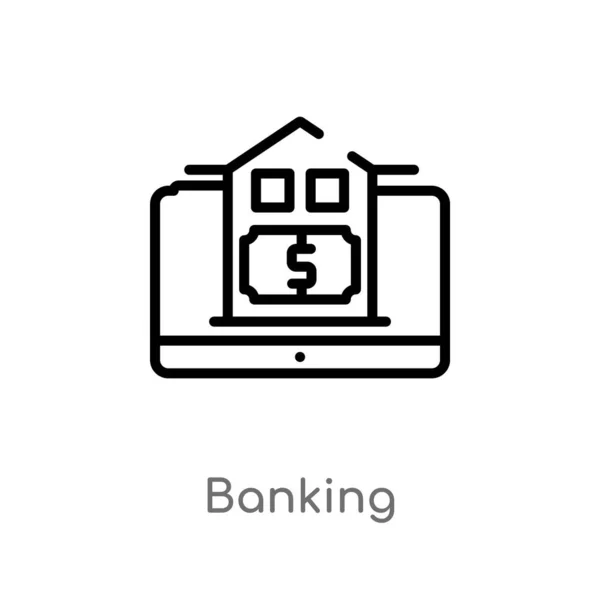 Delinear Ícone Vetor Bancário Isoladamente Preto Elemento Linha Simples Ilustração — Vetor de Stock
