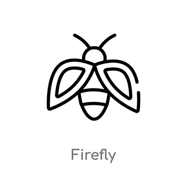 Outline Firefly Vector Icon Isolated Black Simple Line Element Illustration — Stock Vector