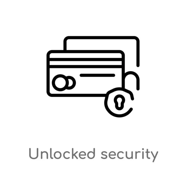 Esbozar Seguridad Desbloqueada Del Icono Del Vector Transacción Cit Elemento — Vector de stock