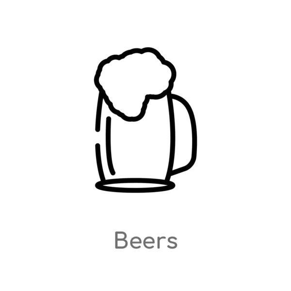 Contorno Cervezas Icono Del Vector Aislado Negro Simple Línea Elemento — Vector de stock