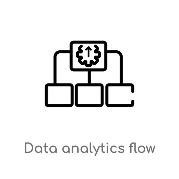 Outline Data Analytics Flow Chart Vector Icon Isolated Black Simple — Stock Vector