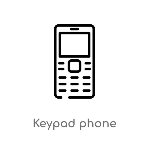 アウトラインキーパッド電話ベクトルアイコン ハードウェア概念から孤立した黒シンプルなライン要素のイラスト 白い背景に編集可能なベクトルストロークのキーパッドの電話のアイコン — ストックベクタ