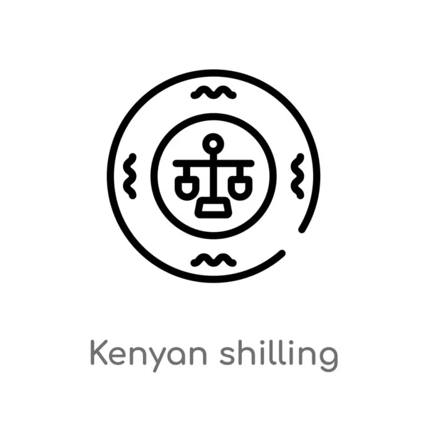 Contorno Icono Del Vector Chelín Kenia Aislado Negro Simple Línea — Vector de stock