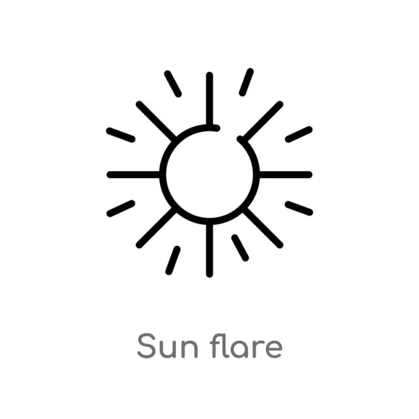 Umreißen Sonneneruption Vektor Symbol Vereinzelte Schwarze Einfache Linie Element Illustration — Stockvektor