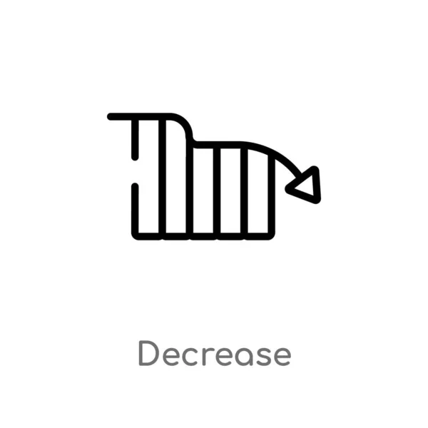 Outline Decrease Vector Icon Isolated Black Simple Line Element Illustration Commerce Payment Concept Editable Vector Stroke Decrease Icon White Background