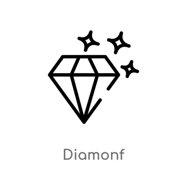 Diamonf 아이콘입니다 개념에서 간단한 바탕에 가능한 스트로크 Diamonf 아이콘 — 스톡 벡터