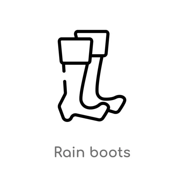 Outline Rain Boots Vector Icon Isolated Black Simple Line Element — Stock Vector