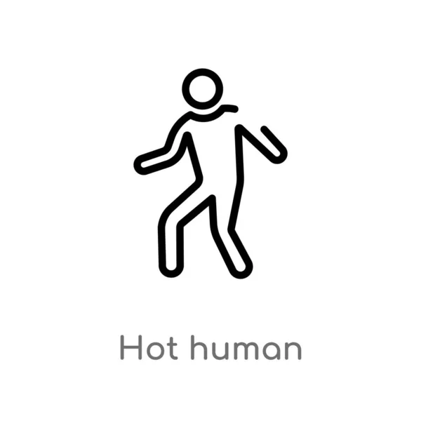 Контур Гарячої Людини Вектор Значок Ізольована Чорна Проста Лінія Елементів — стоковий вектор