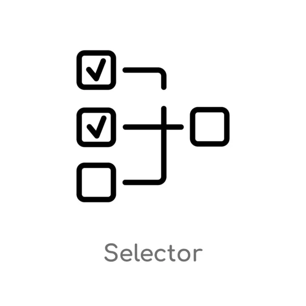 アウトラインセレクタベクトルアイコン 技術の概念から孤立した黒のシンプルなライン要素のイラスト 白の背景に編集可能なベクトルストロークセレクタアイコン — ストックベクタ