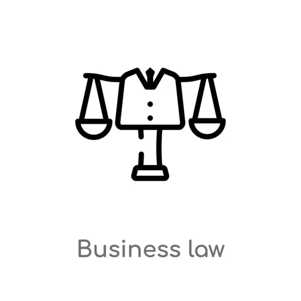 Overzicht Business Law Vector Icon Geïsoleerde Zwarte Eenvoudige Lijn Element — Stockvector