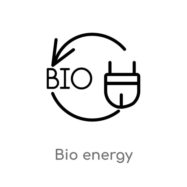 Overzicht Bio Energie Vector Icoon Geïsoleerde Zwarte Eenvoudige Lijn Element — Stockvector