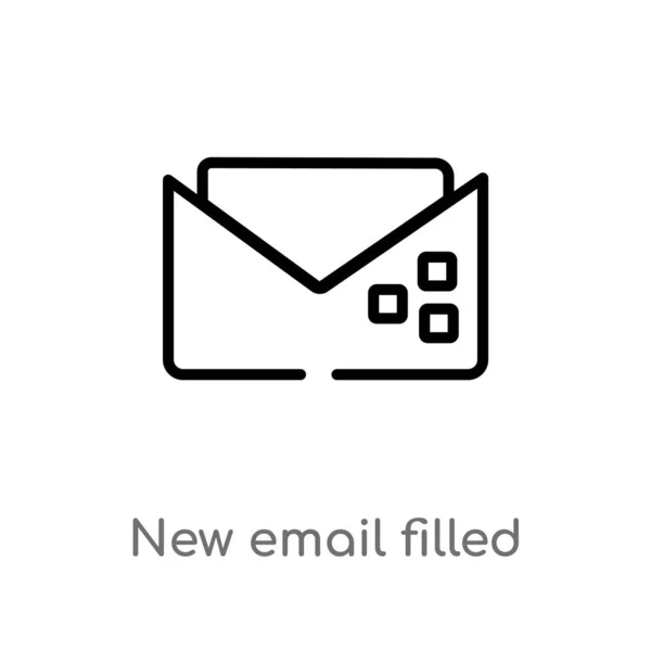新しい電子メール塗りつぶされたエンベロープベクターアイコンのアウトライン ユーザーインターフェイスの概念から分離された黒のシンプルなライン要素のイラスト 編集可能なベクトルストローク白の背景に新しい電子メール塗りつぶされた封筒のアイコン — ストックベクタ