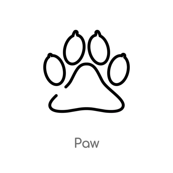 Outline Paw Vector Icon Isolated Black Simple Line Element Illustration — Stock Vector