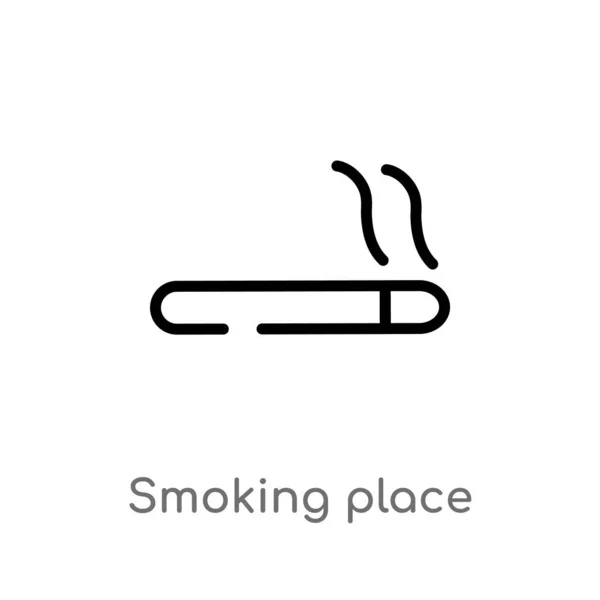 概述吸烟的地方矢量图标 从地图和旗子概念被隔绝的黑简单的线元素例证 可编辑的矢量笔画吸烟的地方图标在白色背景 — 图库矢量图片